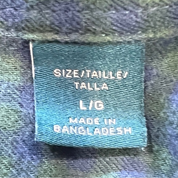 Perry Ellis Mens Blue and Green Button Up Top Size Large Tall - Picture 5 of 6